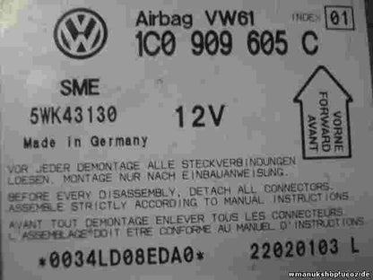 Airbagsensor Airbagsteuergerät Passat Seat Skoda 1C0909605C 5WK43130 INDEX 01