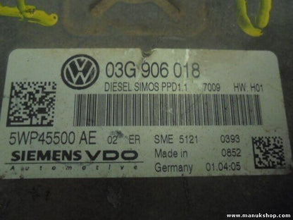Motorsteuergerät Passat MK7 03G906018 SIMOS PPD1.1 SIEMENS VDO 5WP45500AE