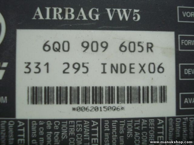 Airbagsensor Airbagsteuergerät Seat Ibiza 2002–2006 VW5 INDEX 06 6Q0909605R