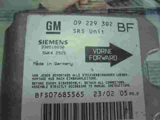 Airbagsensor Airbagsteuergerät Opel Astra G ( BF) 09229302 330518650 5WK42925