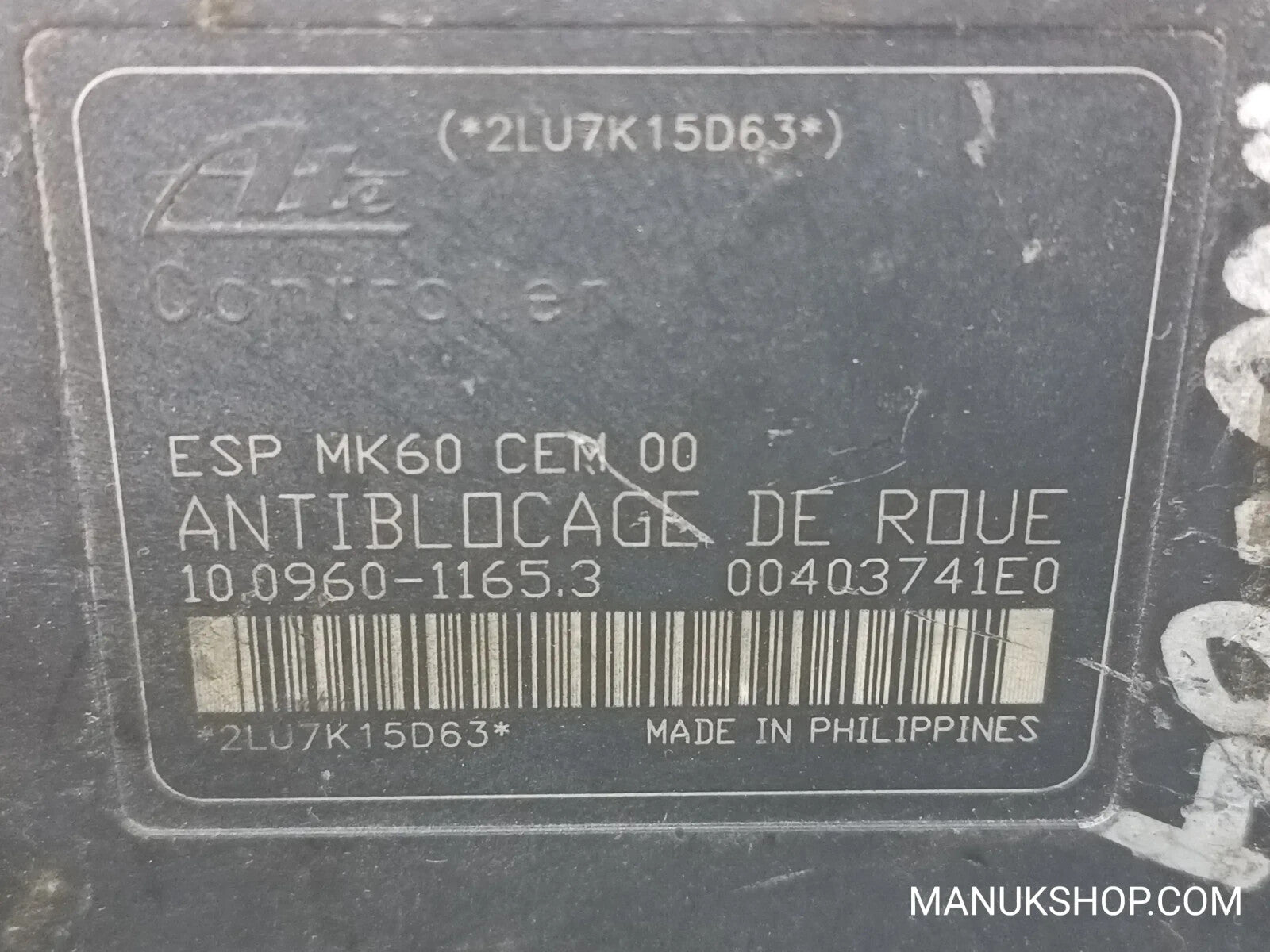 ABS Hydraulikblock Citroen 2LU7K15D63 10096011653 10.0960-1165.3 004030741E0