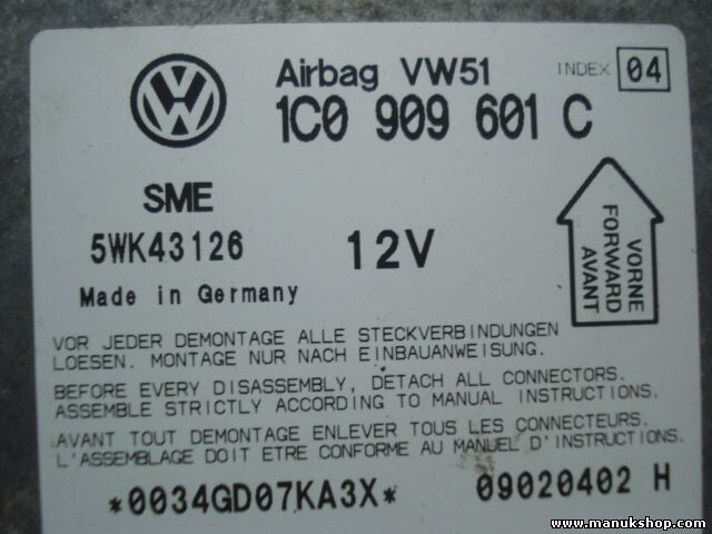 Airbagsensor Airbagsteuergerät Skoda Fabia 1999-2006 1C0909601C INDEX 04