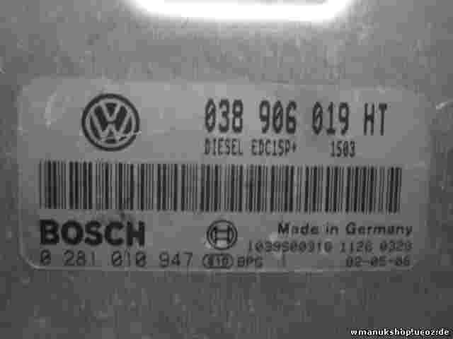 Motorsteuergerät Volkswagen 038906019HT EDC15P 1503 1039S00316 BOSCH 0281010947