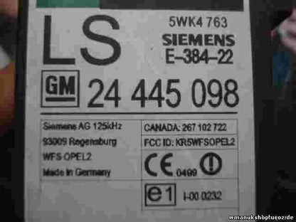Schlüssel Lesespule Opel Agila Astra Zafira Corsa Meriva Vectra 24445098 5WK4763