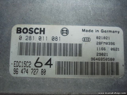 Motorsteuergerät Peugeot307 2.0 BOSCH 9646850580 9647472780 EDC15C264 0281011081