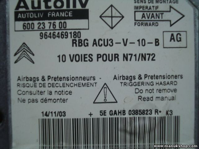 Airbagsensor Airbagsteuergerät Citroen Xsara (AG) 9646469180 600237600