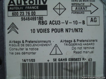 Airbagsensor Airbagsteuergerät Citroen Xsara (AG) 9646469180 600237600