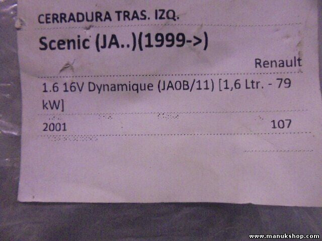 Türschloss hinten Links Renault Scenic RX4 1.6 16V 1999-2002 7700434602