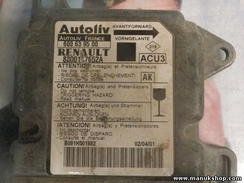 Airbagsensor Airbagsteuergerät Renault Scenic ACU3 1.9 8200117652A  600639500