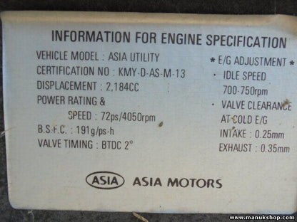 Motorhaube Asia Motors Rocsta 2.2 D 45 kW KMY-D-AS-M-13 KMYDASM13