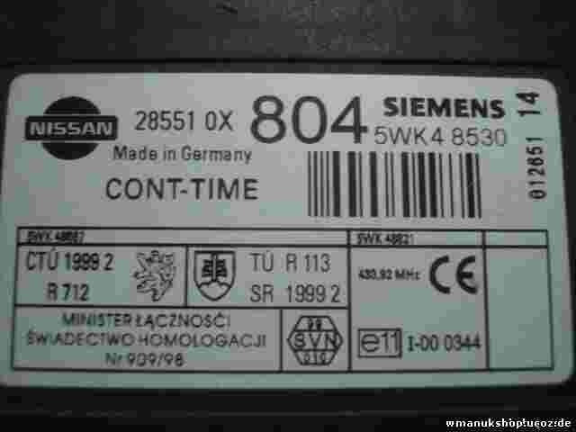 Steuergerät Zentralverriegelung Nissan Terrano 2002 285510X804 SIEMENS 5WK48530