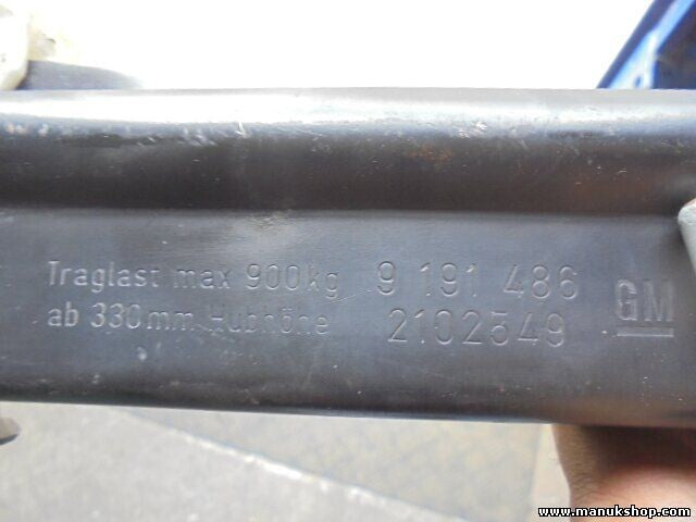 Wagenheber Opel Zafira A 9191486 9 191 486 GM 2102549 max 900kg ab 330mm