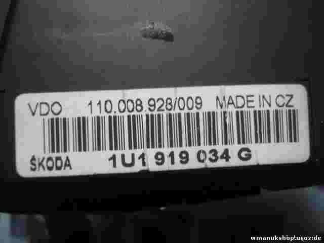 Kombiinstrument Tacho Skoda Octavia 1.9 TDI 1U1 919 034 G 1U1919034G VDO