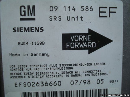 Airbagsensor Airbagsteuergerät Opel Tigra GM 09114586EF 09114586 5WK41150B