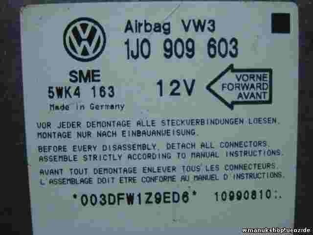 Airbagsensor Airbagsteuergerät Polo 6N Ibiza Cordoba Punto 1J0909603 5WK4163