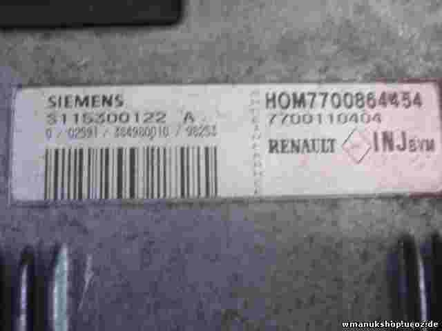 Motorsteuergerät Renault Megane 7700110404 HOM7700864454 SIEMENS S115300122A