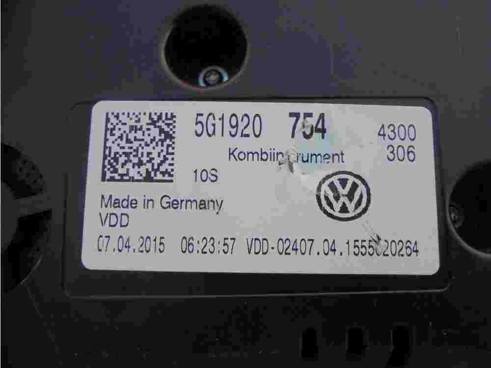 Kombiinstrument Tacho VW 5G1920754 5G1920 754 1555020264 VDO-02407 04