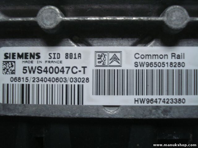 Motorsteuergerät Citroen Peugeot SIEMENS 5WS40047CT SW9650518280 HW9647423380