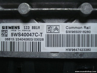 Motorsteuergerät Citroen Peugeot SIEMENS 5WS40047CT SW9650518280 HW9647423380
