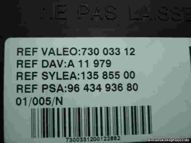 Sicherungskasten Citroen Xsara VALEO 73003312  DAV A11979 13585500 9643493680