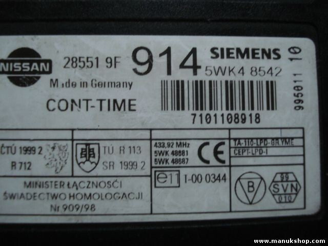 Steuergerät Zentralverriegelung Nissan Primera P11 285519F914 SIEMENS 5WK48542