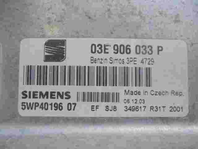 Motorsteuergerät Polo 9N Ibiza Simos 3PE 4729 03E906033P SIEMENS 5WP40196 07