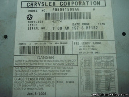 Radio CD Jeep Compass (2007–2010) 12V 34W565 DY-7007WK P05091509AG