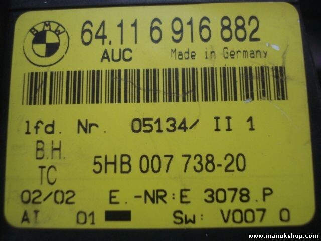 Klimabedienteil BMW AUC 64116916882 64 11 6916882 5HB 007 738 20 5HB00773820