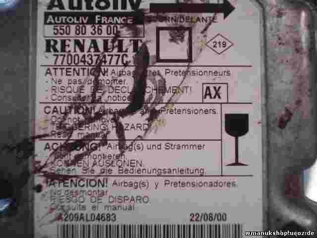 Airbagsensor Airbagsteuergerät  Renault Megane I (AX) 7700437477C 550803600