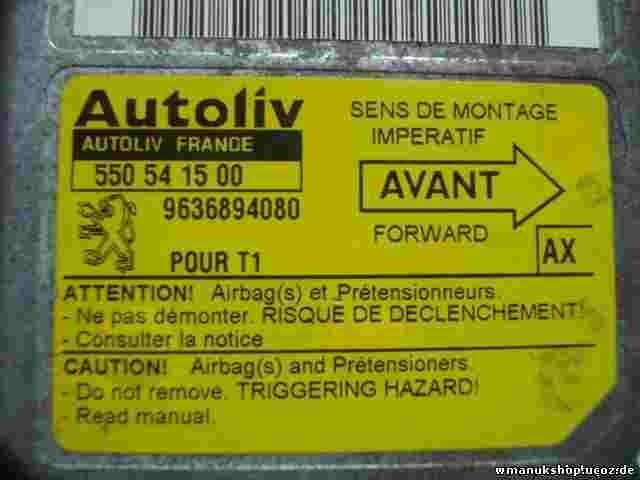 Airbagsensor Airbagsteuergerät Peugeot 206 T1 AX 9636894080 550541500