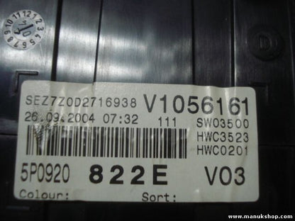 Kombiinstrument Tacho Seat Altea 2,0L TDI 5P0920822E 5P0920 822E