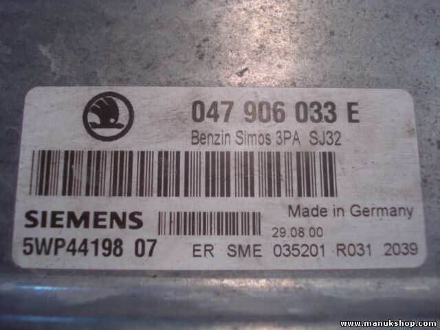 Motorsteuergerät Skoda Fabia 047906033E SIMOS 3PA SJ32 5WP44198 07 5WP4419807