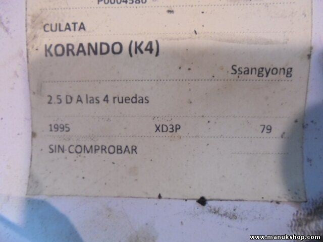 Zylinderkopf SsangYong Korando 2.5D XD3P 79KW 1993-1997 K4 G1 204 AMC
