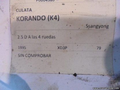 Zylinderkopf SsangYong Korando 2.5D XD3P 79KW 1993-1997 K4 G1 204 AMC
