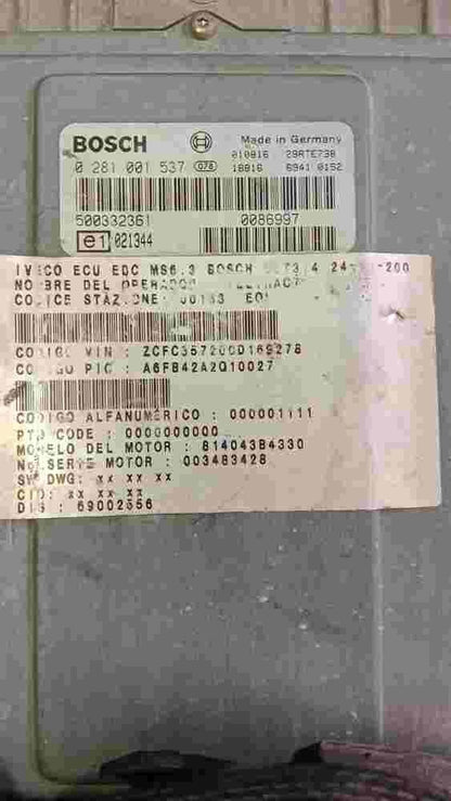 Motorsteuergerät  Iveco Daily III 500332361 BOSCH 0281001537 0 281 001 537