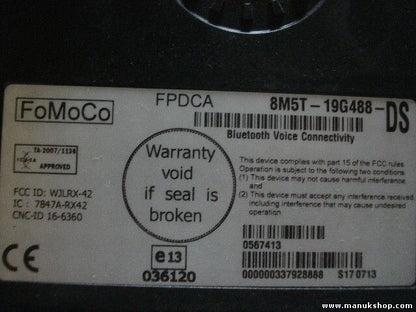 Bluetooth Teléfono Transit 8M5T19G488DS FCC ID WJLPX-42 IC 7847A-RX42 CNC-ID