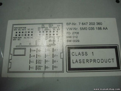Radio CD VW 5M0035186AA 5M0 035 186 AA 7 647 202 360 5MO035186AA