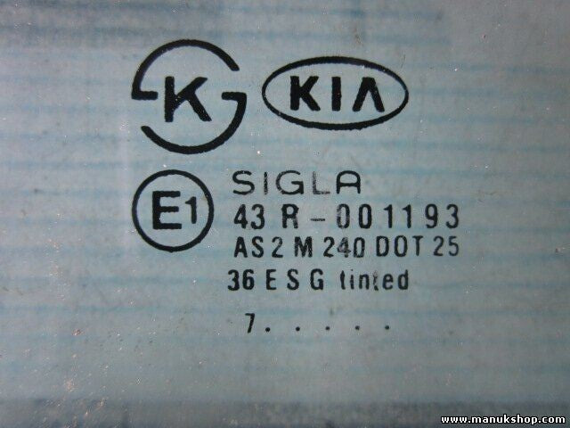 Türscheibe Seitenscheibe hinten links Kia Sportage 2007 43R001193 AS2M240DOT25