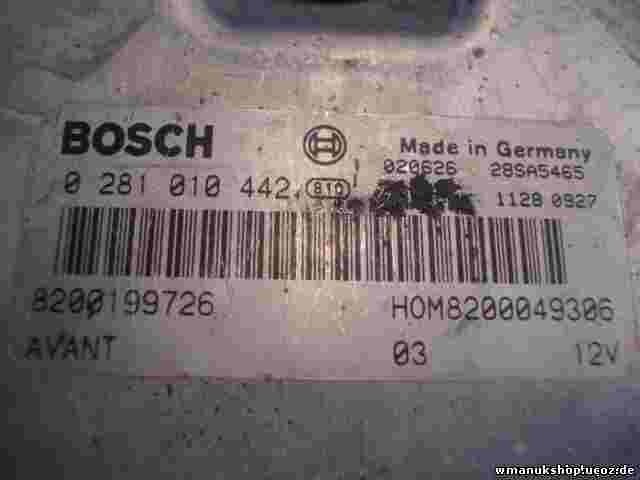 Motorsteuergerät Renault Megane Scenic 8200199726 HOM8200049306 BOSCH 0281010442