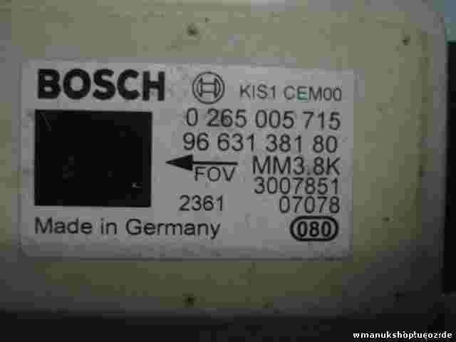 Drehratensensor ESP Citroen C4 Picasso 9663138180 96 631 381 80 BOSCH 0265005715