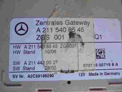 Steuergerät Zentrales Gateway Mercedes E Klasse W211 A2115408545 Q1 A2115408345