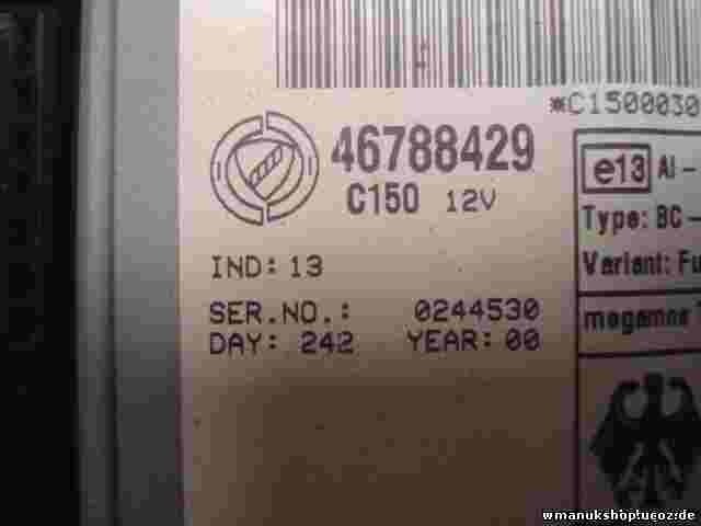 Sicherungskasten  Fiat Doblo 46788429 0046788429 C150 12V IND.14 AI-00 0072